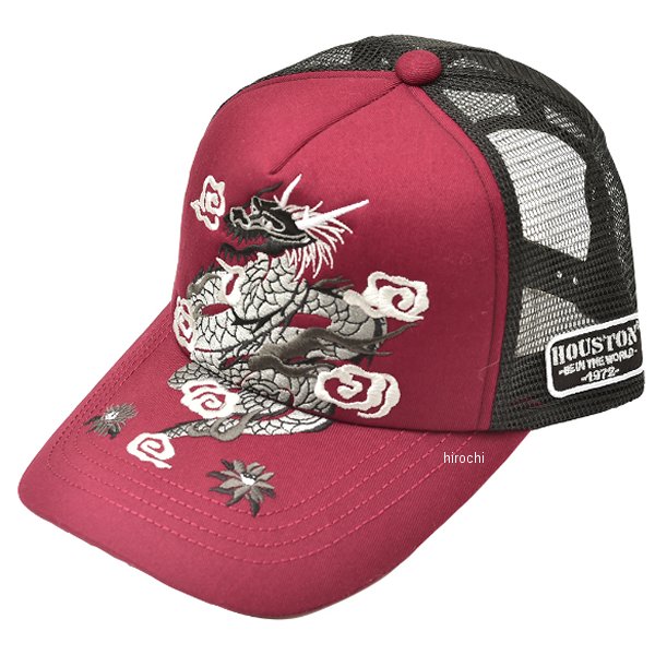 HOUSTON メッシュキャップ DRAGON ワイン フリーサイズ