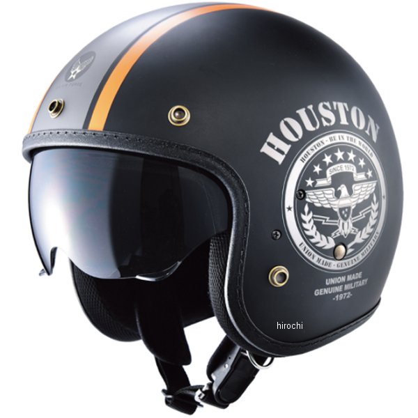 インナーバイザーヘルメット 黒/ガンメタル/オレンジ フリーサイズ