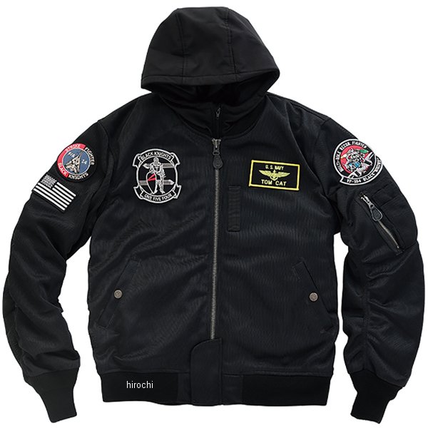 HTVA-2321S  HOUSTON 春夏モデル メッシュジャケット MA-1 BLACK KNIGHTS M/C 黒 Lサイズ