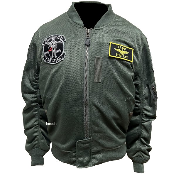 HTVA-2321S  HOUSTON 春夏モデル メッシュジャケット MA-1 BLACK KNIGHTS M/C カーキ Lサイズ