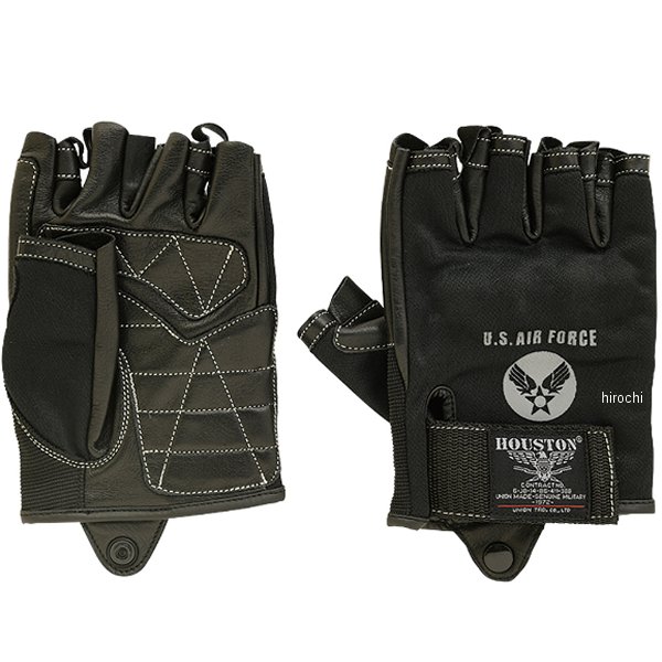 HTVG-2313S  HOUSTON 春夏モデル メッシュレザーハーフグローブ 黒 S-Mサイズ