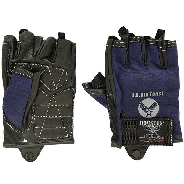 HTVG-2313S  HOUSTON 春夏モデル メッシュレザーハーフグローブ ネイビー L-XLサイズ