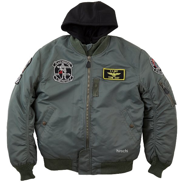HTVA2321W  HOUSTON 秋冬モデル ジャケット MA-1 BLACK KNIGHT M/C カーキ Lサイズ