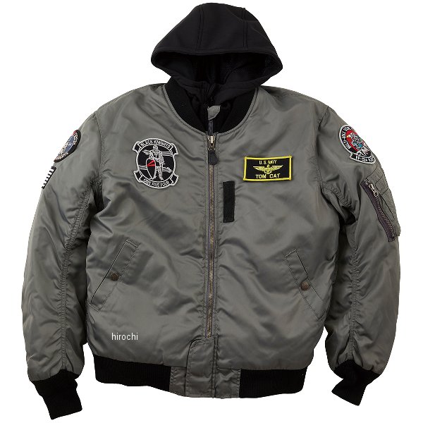 HTVA2321W  HOUSTON 秋冬モデル ジャケット MA-1 BLACK KNIGHT M/C ガンメタル 2XLサイズ