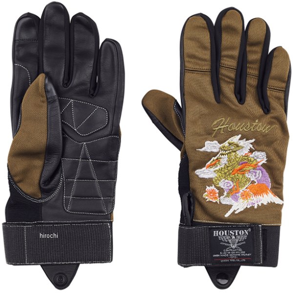 HTVG-2414S  HOUSTON 春夏モデル メッシュレザーグローブ DRAGON カーキ Sサイズ