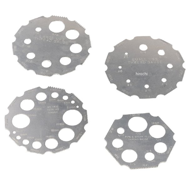 ピッチゲージ 4pcｓ ミリ、インチ、ネジ、スパークプラグ対応 ユニバーサル