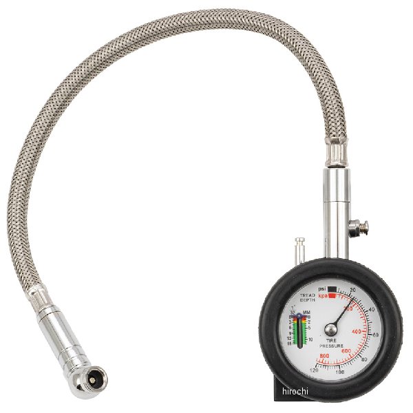 コンパクトエアインフレーターゲージ タイヤ溝測定ゲージ付 ロングタイプ