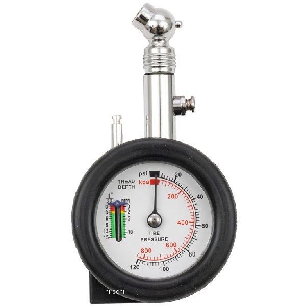 コンパクトエアインフレーターゲージ タイヤ溝測定ゲージ付 ショートタイプ