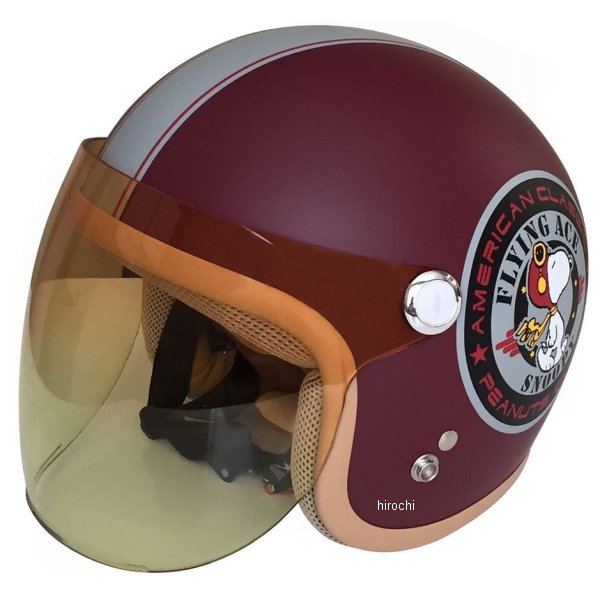 SNJ-46 ジェットヘルメット スヌーピー レディース マットワイン 54-57cm