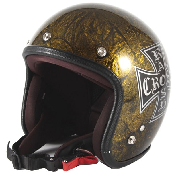 ナナニージャム  ジェットヘルメット カスタムペイントJAM RASH CROSS ゴールド フリーサイズ(57-60cm未満)
