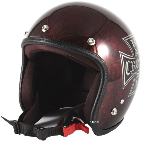 ナナニージャム  ジェットヘルメット カスタムペイントJAM RASH CROSS 赤/ブラウン フリーサイズ(57-60cm未満)