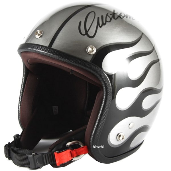 ナナニージャム  ジェットヘルメット カスタムペイントJAM IRON FLAME シルバー フリーサイズ(57-60cm未満)
