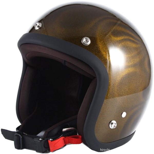 ナナニージャム  ジェットヘルメット 3D GHOST FLAME ゴールド フリーサイズ(57-60cm未満)