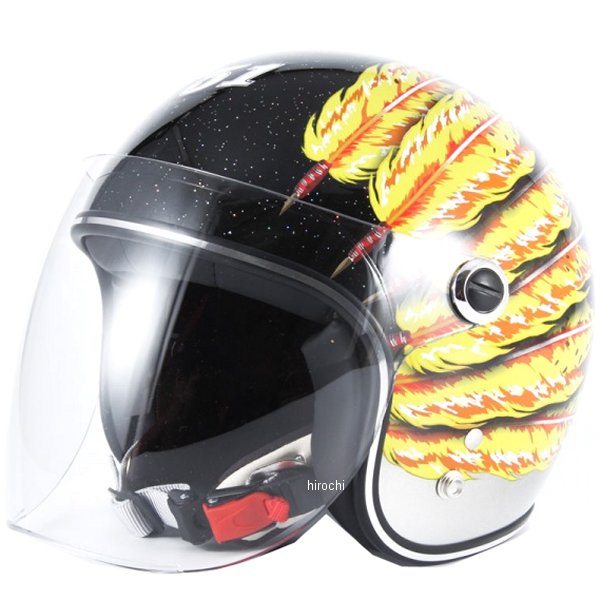 ナナニージャム  ジェットヘルメット IWAKI Fifty one Feather Design 黄 子供用サイズ(52-55cm未満)