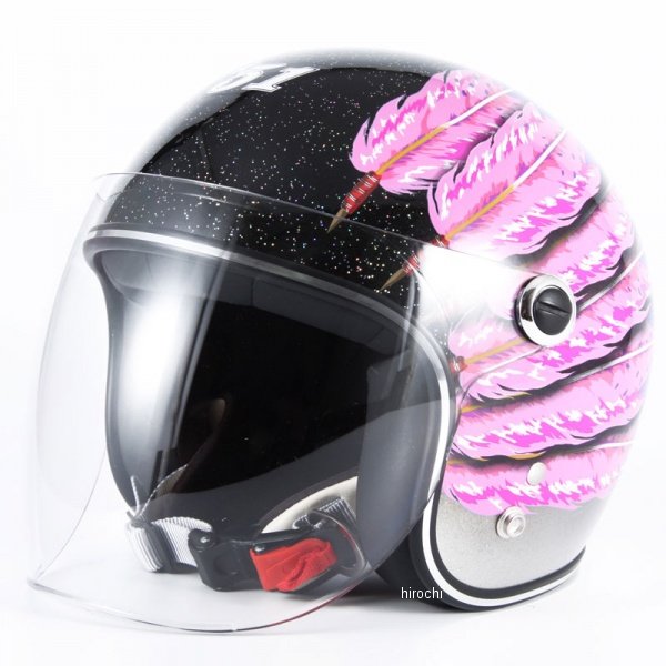 ナナニージャム  ジェットヘルメット IWAKI Fifty one Feather Design ピンク 子供用サイズ(52-55cm未満)
