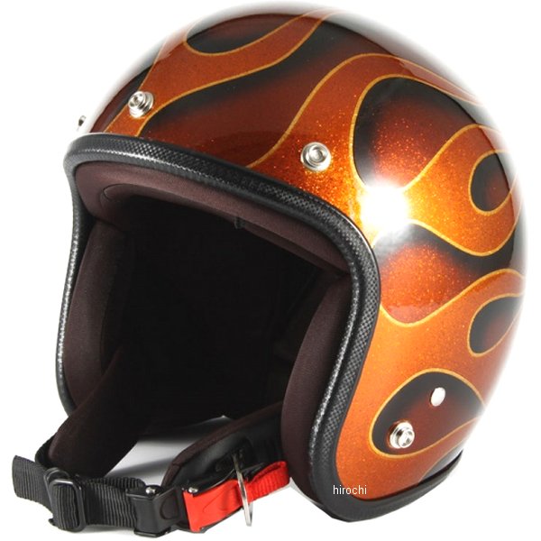 ジェットヘルメット FLAMES オレンジ フリーサイズ(57-60cm未満)