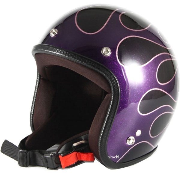 ジェットヘルメット FLAMES パープル フリーサイズ(57-60cm未満)