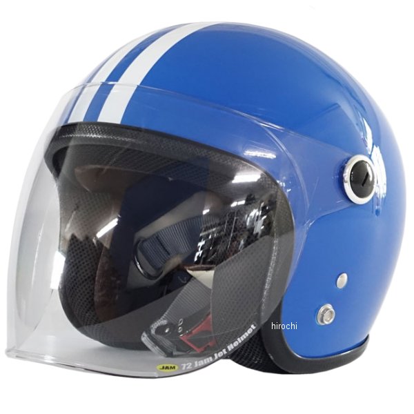 ナナニージャム   キッズヘルメット シールド付き 2本線 青 KIDSサイズ(52-55cm未満)