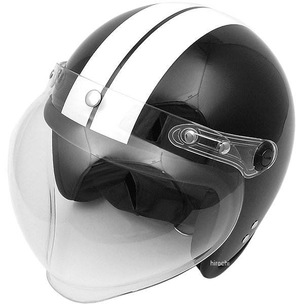 Moto Boite  スモールジェットヘルメット 回転BBシールド付 黒/白 フリーサイズ(58-60cm未満)