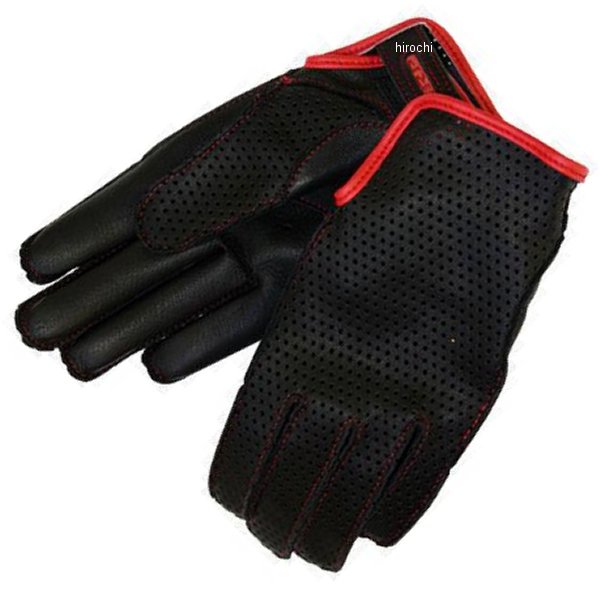 レディース レザーサマーメッシュグローブ 黒/赤  WMサイズ