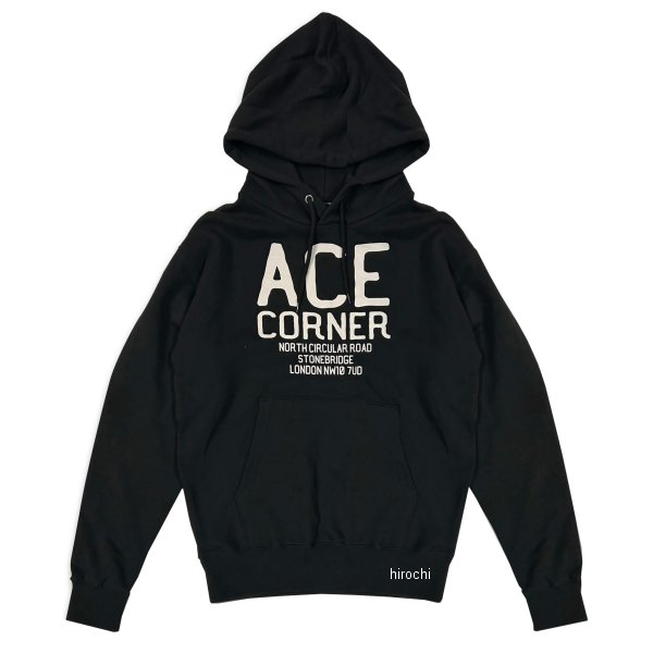 秋冬モデル プルオーバー フーディー ACE CORNER 黒 Sサイズ