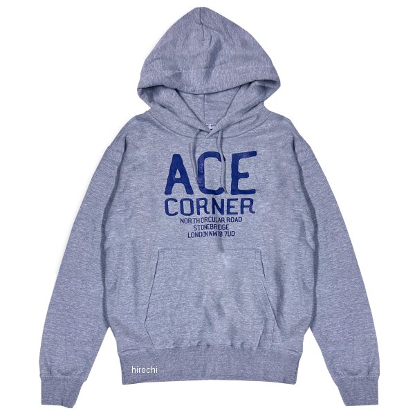 秋冬モデル プルオーバー フーディー ACE CORNER ヘザーグレー Lサイズ