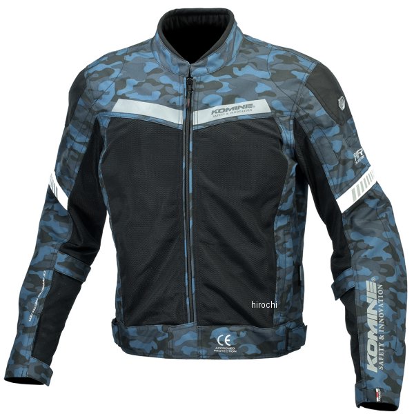 KOMINE 春夏モデル プロテクトハーフメッシュジャケット ネオブルーカモ/黒 XLサイズ