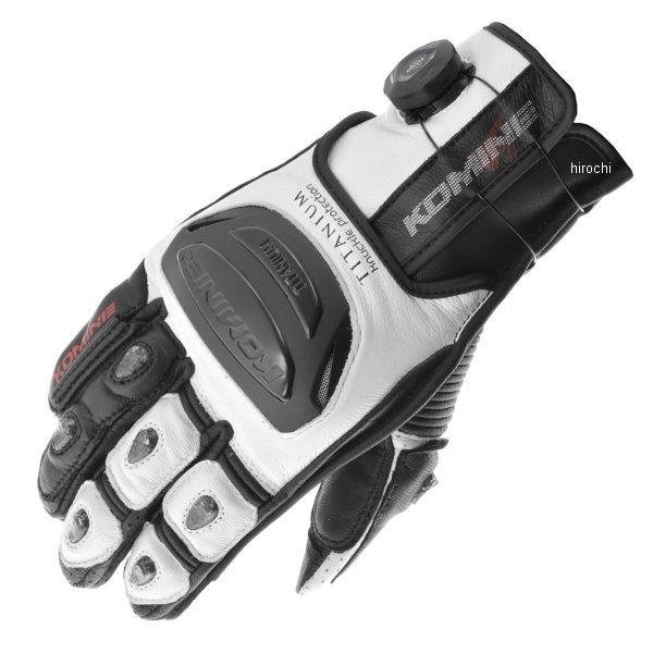 KOMINE 春夏モデル ダイアルフィットスポーツレザーグローブ 白/黒 Sサイズ