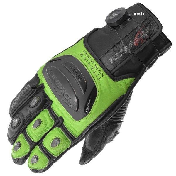 KOMINE 春夏モデル ダイアルフィットスポーツレザーグローブ ライムグリーン Sサイズ