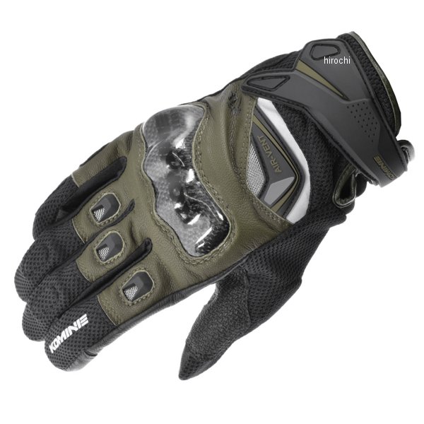 春夏モデル カーボンプロテクトレザーメッシュグローブ オリーブ Lサイズ