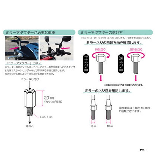 ミラーアダプター 8mm 正ネジ