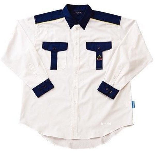 IK-931 KOMINE インストラクターYシャツ 長袖 白/ネイビー XLサイズ