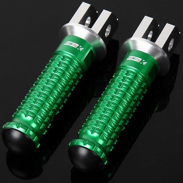 アルミ削り出しステップ スタンダードタイプ ライダー用 シルバー/緑