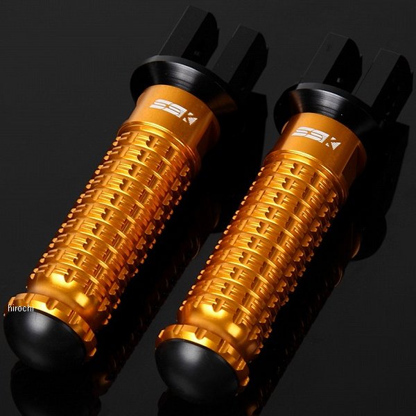 アルミ削り出しステップ スタンダードタイプ ライダー用 黒/ゴールド