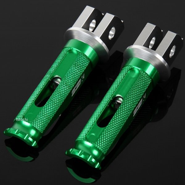 アルミ削り出しステップ レーシングタイプ ライダー用 シルバー/緑