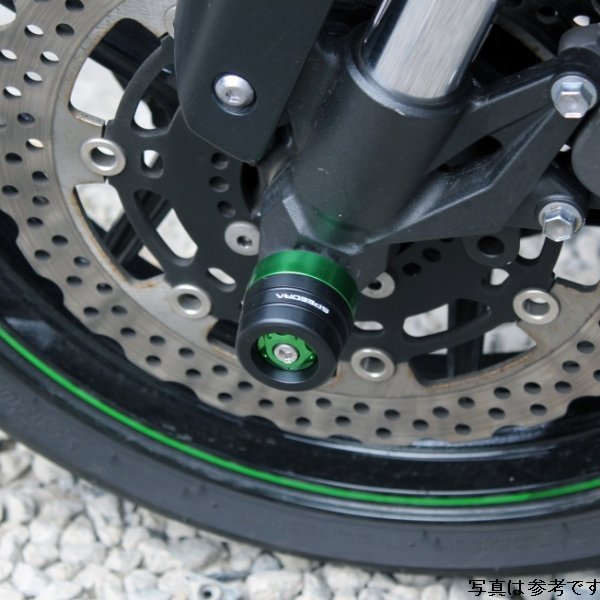 フロントアクスルスライダー カワサキ 青