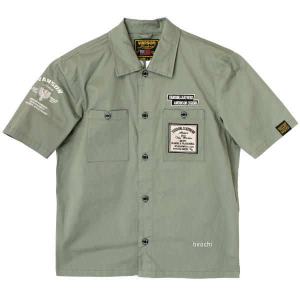 春夏モデル ワークシャツ セージグリーン/アイボリー 2XLサイズ