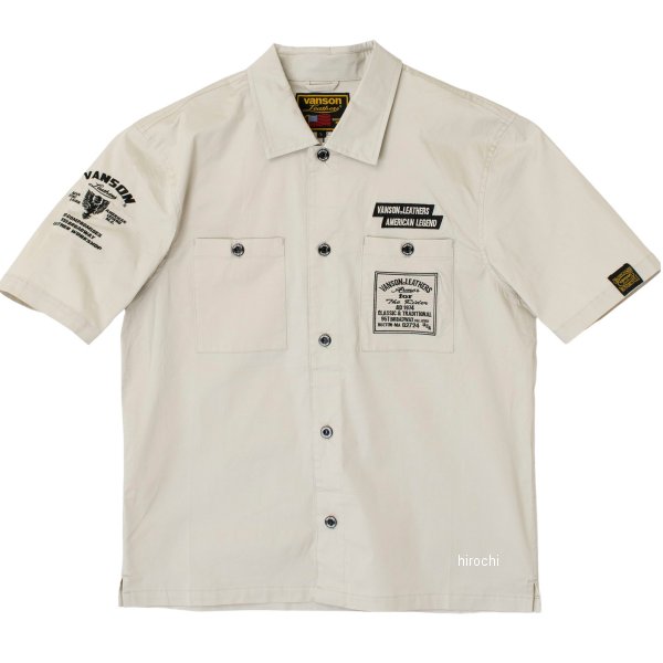 春夏モデル ワークシャツ アイボリー/黒 XLサイズ