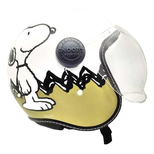 SNOOPY Charlie Brown スヌーピー&チャーリー・ブラウン シールド付 ジェットヘルメット ベージュ 光沢あり SM