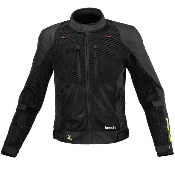 春夏モデル プロテクト3Dエアストリームジャケット 黒/ネオン 4XLサイズ