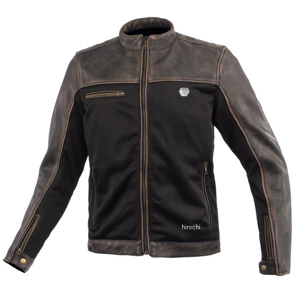 春夏モデル ハーフレザーメッシュジャケット レディース ビンテージブラウン WLサイズ