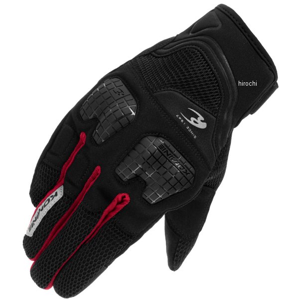 春夏モデル 3Dメッシュプロテクトグローブ 黒/赤 XLサイズ