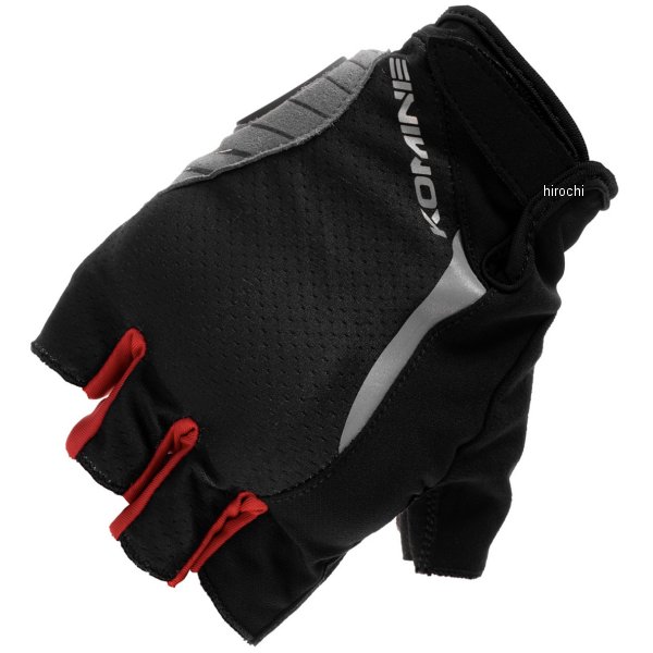 春夏モデル プロテクトフィンガーレスメッシュグローブ 黒/赤 2XLサイズ