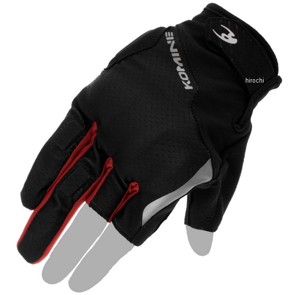 春夏モデル プロテクト3フィンガーレスメッシュグローブ 黒/赤 Lサイズ
