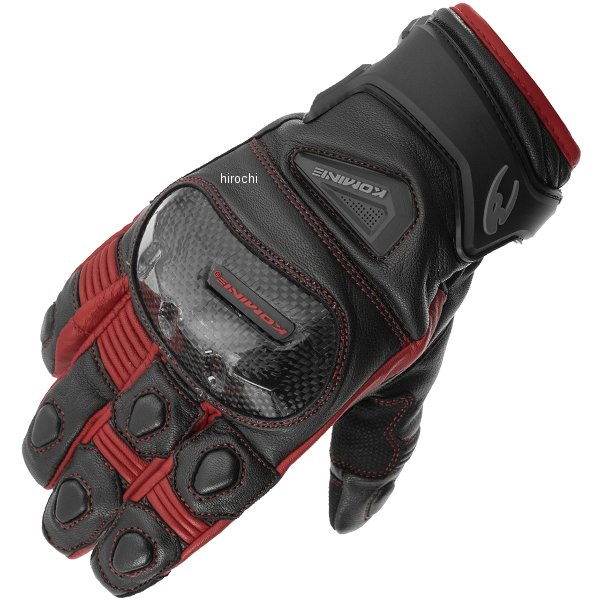 KOMINE 秋冬モデル カーボンプロテクトウィンターグローブ 黒/赤 Lサイズ