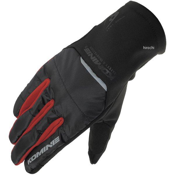 KOMINE 秋冬モデル プロテクトフリースウォームグローブ 黒/赤 2XLサイズ