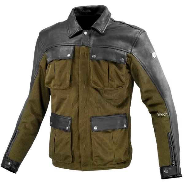 KOMINE 春夏モデル レザーメッシュロングジャケット オリーブ 2XLサイズ