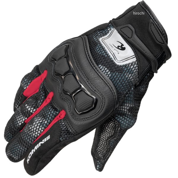KOMINE 春夏モデル プロテクト3Dメッシュグローブ ブラックカモレッド XLサイズ