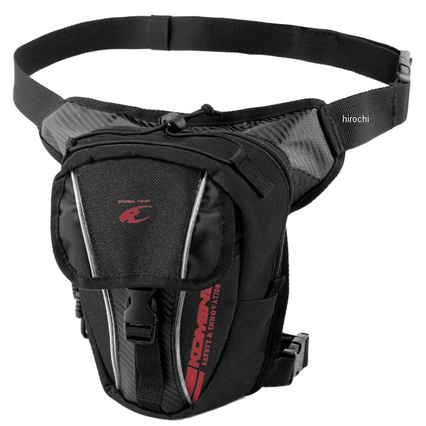 KOMINE 春夏モデル ライディングレッグバッグ1 リフレクティブ ブラックレッド