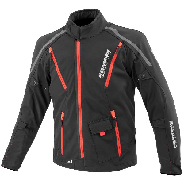 KOMINE 秋冬モデル プロテクトソフトシェルジャケット ソリアーノ 黒/赤 4XLサイズ